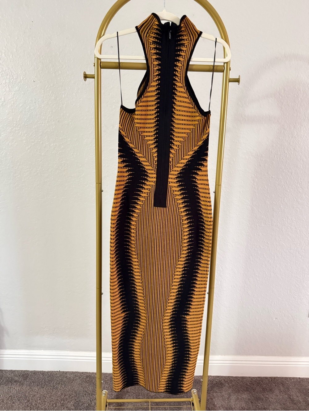 Fashion Nova Black Gold Geometric Bandage Maxi Dress Bodycon - Picture 5 of 6